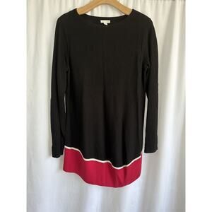 J Jill Sweater Tunic Long Sleeve Knit Black Viscose Wool Two Tone Size Womens S